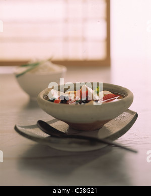 Würzig - saure Miso-Suppe mit tofu Stockfoto