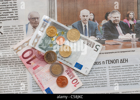 Griechenland, Ministerpräsident, Minister, Geld, Krise, Schulden, Insolvenz, Finanzen, Finanzen, Zeitung, News Stockfoto