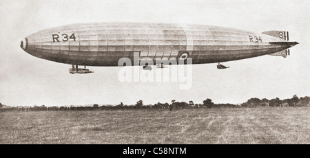 Die britische starre Luftschiff R34 1919, erstes Flugzeug, eine Ost-West-Überquerung des Atlantiks zu machen. Stockfoto