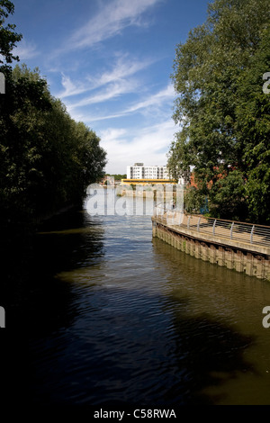 Fluß Wandle Bell Lane Creek Wandsworth London england Stockfoto