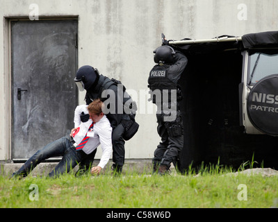 Ausbildung Bereich der deutschen Polizei SWAT-teams. Geisel Rettungseinheiten und andere Polizei-Spezialeinheiten-Übung-Center. Deutschland. Stockfoto