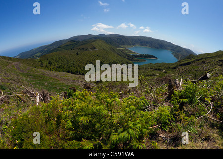 Lagoa Fogo - Fire Lake, einem berühmten Kratersee in Insel São Miguel, Azoren. Stockfoto