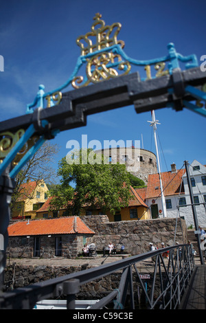 Königliche Monogramm des dänischen Königs Christian X auf wenige Brücke von Christen Insel (Christiansø) Stockfoto