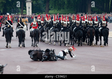 Royals horse Guard fällt Pferd an Trooping die Farbe Zeremonie in London 11. Juni 2011. Stockfoto