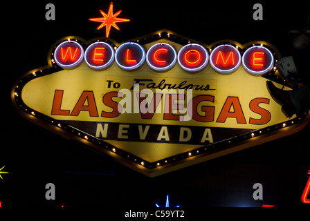 Neon-Schild "Welcome to Fabulous Las Vegas Nevada" Stockfoto