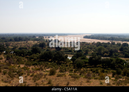 Zusammenfluss von Limpopo und Shashe Flüsse in Mapungubwe Nationalpark Stockfoto