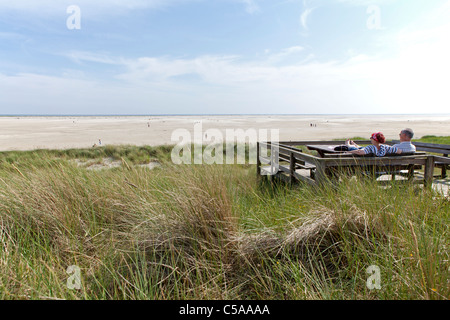 Strand "Kniepsands" in der Nähe von Wittduen, der Hauptort der Insel Amrum, Nordfriesland, Schleswig-Holstein, Deutschland Stockfoto