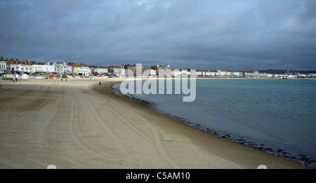 Einen Panoramablick auf Weymouth direkt am Meer und Strand, Dorset. UK Stockfoto