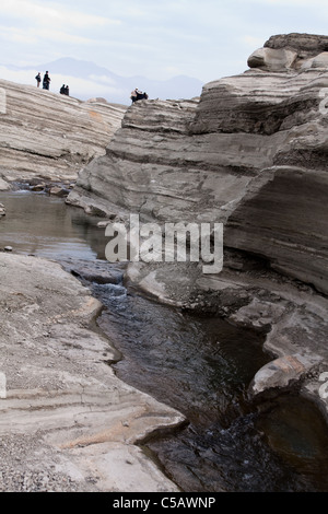 Zhuolan Schlucht, Da'an River, Scenic River Canyon, gestreift Schichten, freiliegende Felsen gebildet durch Erdbeben ereignete sich am 21. September 1999, 921 aka Jiji Erdbeben Stockfoto