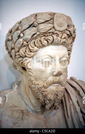 Marmor-Porträt des Kaisers Marcus Aurelius, Bardo-Museum, Tunesien Stockfoto