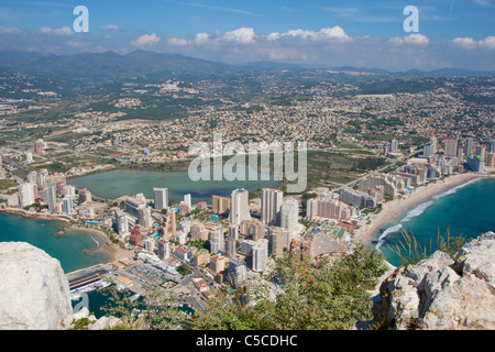 Aus dem Felsen von Ifach in Calpe anzeigen Stockfoto