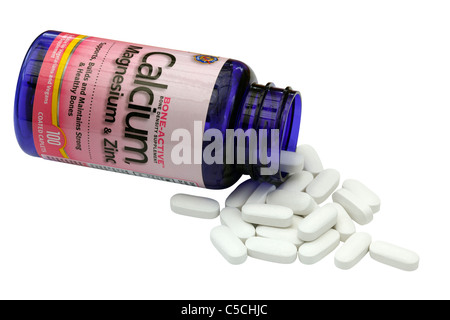 Calcium, Magnesium und Zink Tabletten Stockfoto