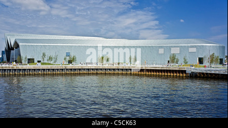 Neu erbaute Riverside Museum auf dem Fluss Clyde in Glasgow mit Exponaten Schottlands Geschichte von Transport & Reisen Stockfoto