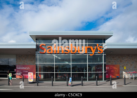 Sainsbury Supermarkt Shop. Helston, Cornwall, UK. Stockfoto