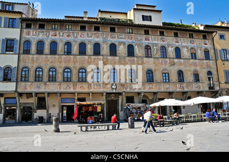 Die Fassade des Palazzo dell'Antella auf der Piazza Santa Croce dekoriert mit erstaunlichen Fresken von Giovanni di San Giovanni Stockfoto