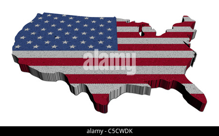 USA Karte Flagge Mosaik auf weißen illustration Stockfoto