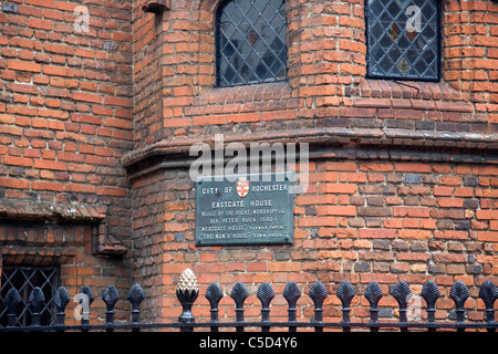 Eastgate House Plaque in Rochester Stockfoto