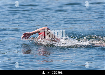 Schwimmen Freiwasser Triathlon Jugend Stockfoto