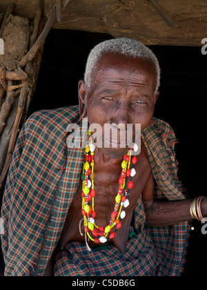 Tansania Watatulu Stammesangehörigen der Miyuguyu, Shinyanga Bezirk. Alte Frau. Foto von Sean Sprague Stockfoto