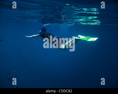 Schnorcheln im warmen Meer. Coco Palm Dhuni Kolhu. Baa Atoll, Malediven. Stockfoto