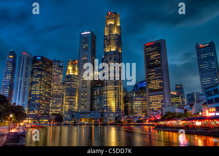 Singapur CBD und Boat Quay Stockfoto