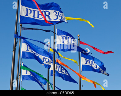 Pier 39 Fahnen San Francisco Kalifornien, Vereinigte Staaten von Amerika usa Stockfoto