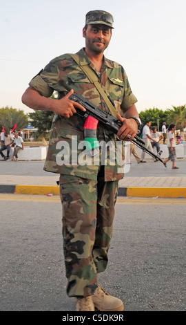 Ein Bürgerkrieg zwischen Gaddafi-Armee und Libyens Übergangsrat Armee mit Unterstützung aus der Luft von der NATO begann am 17 Mär Stockfoto