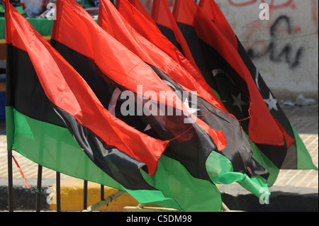Die Pepole des Benhgazi zusammenkommen für pares am Freitag dort Feiertag als eine Demonstration der Stärke gegen Gaddafiin Benghzi Libyen. Stockfoto