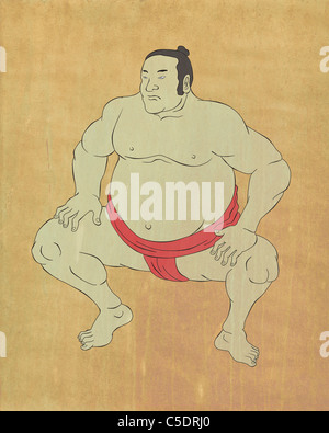 Beispiel für eine japanische Sumo-Ringer im Cartoon-Stil gemacht Stockfoto