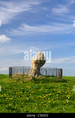 Der King-Stein oder des Königs Stein, ein Megalith-Monument (1800-1500BC) & Bronze Alter Friedhof Marker, Rollright Stones, England Stockfoto