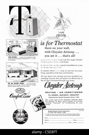 Original 1950er-Jahre-Anzeige in der amerikanischen Zeitschrift Werbung CHRYSLER AIRTEMP THERMOSTAT Stockfoto