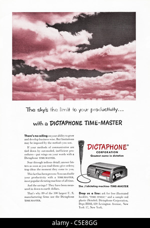 Original 1950er Jahre Anzeige im amerikanischen Magazin Werbung DICTAPHONE Aufnahme Maschine Stockfoto