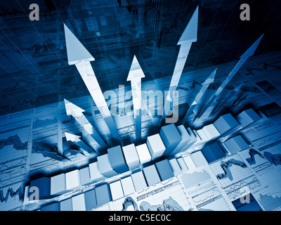 feine 3d Bild der wachsenden Pfeile und Business-Diagramm Stockfoto