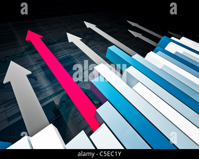 feine 3d Bild der wachsenden Pfeile und Business-Diagramm Stockfoto