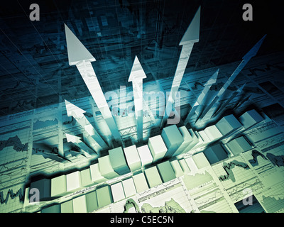 feine 3d Bild der wachsenden Pfeile und Business-Diagramm Stockfoto