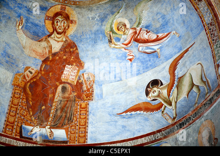 Wandmalerei in der Basilika Sant'Angelo Formis (9. Jahrhundert), Campania, Italien Stockfoto
