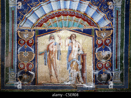 Neptun und Amphitrite, Mosaik Wand im Haus Nummer 22, Herculanum (Ercolano), Neapel, Kampanien, Italien Stockfoto