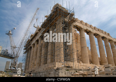 Einige der weltweit interessantesten Renovierung/Umbau statt, bei dem Parthenon in Athen. Stockfoto