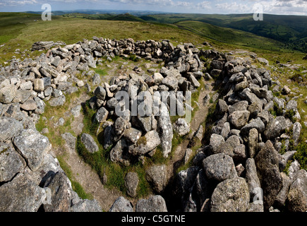 Yar Tor Labyrinth Cairn in der Nähe von Dartmeet in Dartmoor Devon Stockfoto