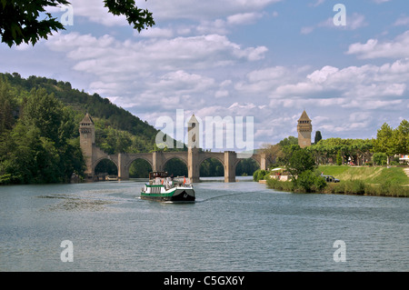 Pont Valentre auf dem Fluss Lot-Cahors-Frankreich Stockfoto