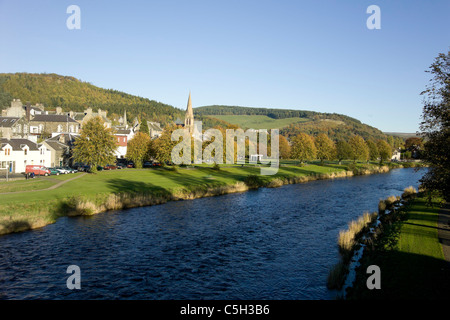 Peebles und Fluss Tweed Scottish Borders Stockfoto