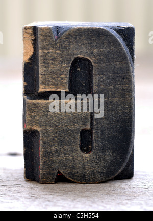 Buchstabe G Holzblock drucken Stockfoto