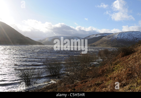 St Marys Loch an stürmischen Wintertag Stockfoto