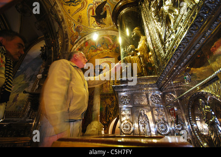 die schwarze Madonna im Kloster Montserrat in der Nähe von Barcelona Spanien Stockfoto