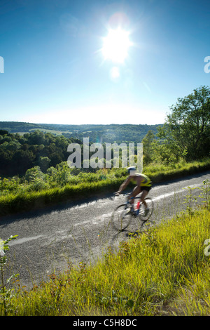 Radfahrer auf die Zick-Zack Box Hill Dorking Surrey Hills Stockfoto