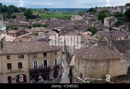 Draufsicht der St Emilion Gironde Aquitaine Frankreich Stockfoto