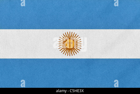 Die Flagge Argentiniens auf Leinwand Hintergrund Stockfoto