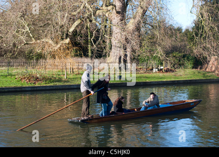 Auf dem Fluss Cam in der Nähe von Kings College mit dem Rücken hinter Punt Stockfoto