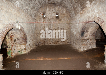 Männliche Sklaven Kerker in Cape Coast Castle, ein ehemaliger Sklave Fort. Cape Coast, Ghana Stockfoto