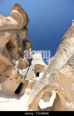 Türkei, Kappadokien, Kapadokya Felsformationen, vulkanischen Tuffstein Feenkamine, Pasabag, Zelve Stockfoto